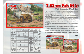 Сборная модель 7,62 cm Pak 36(r) WWII German Anti-Tank Gun