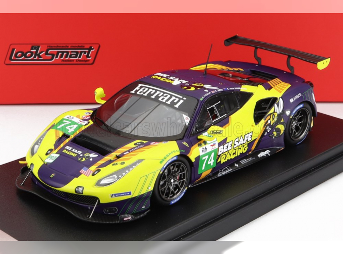 FERRARI 488 Gte Evo 3.9l Turbo V8 Team Riley Motortsport N 74 24h Le Mans 2022 F.fraga - S.bird - S.van Gisbergen, Yellow Purple