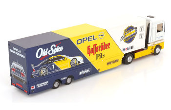 RENAULT Magnum Opel DTM race transporter, mit Zubehör, Team Rosberg Collection (1995)