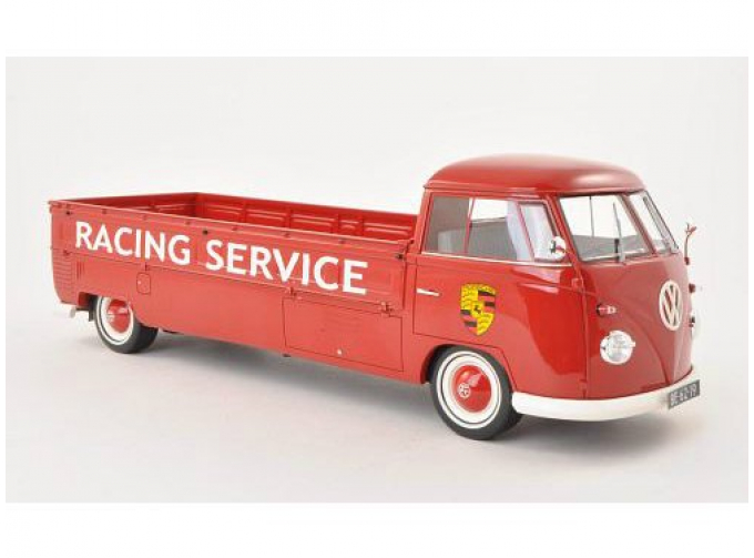 VOLKSWAGEN T1 PORSCHE Flatbed Platform Trailer Long (1950), красный