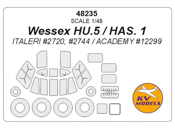 Маски окрасочные для Wessex HU.5 / HAS. 1 (ITALERI #2720, #2744 / ACADEMY #12299) + маски на диски и колеса