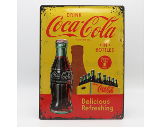 ACCESSORIES 3d Metal Plate - Coca-cola Bottles 1930-40, Yellow Red