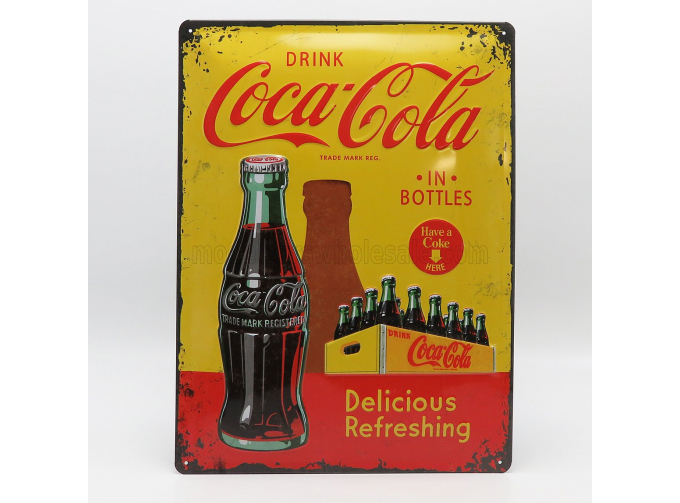 ACCESSORIES 3d Metal Plate - Coca-cola Bottles 1930-40, Yellow Red