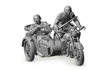 Сборная модель Советский мотоцикл М-72 с коляской (подарочный набор)