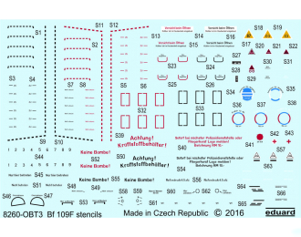 Декаль для Bf 109F технические надписи