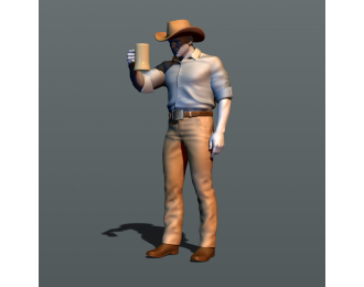 Фигура Ковбой с пивом, окрашенная