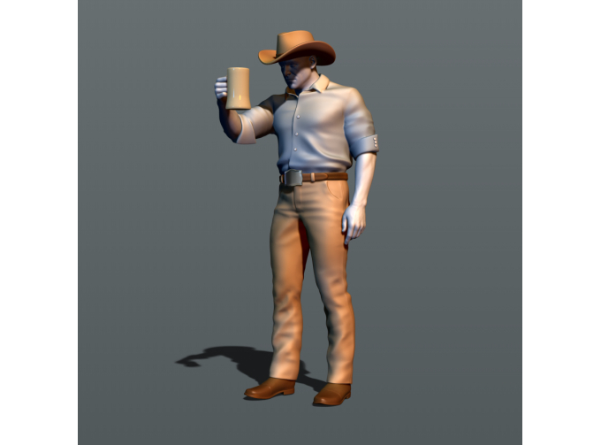 Фигура Ковбой с пивом, окрашенная