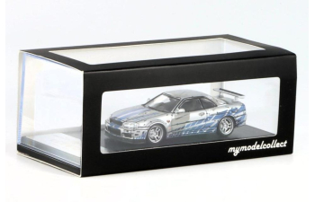 NISSAN Skyline GT-R R34 V-Spec, silver/blue