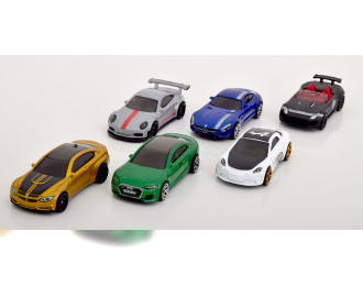 EUROPEAN SPORTCAR SET Jaguar F-Typ, BMW M4, Audi RS5, Mercedes AMG GT  Porsche 911 GT3 RS  Renault Alpine A110 in gift Box