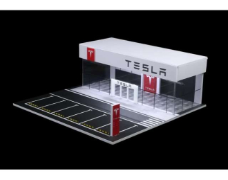 Diorama *Tesla show room with light*, white/black/red