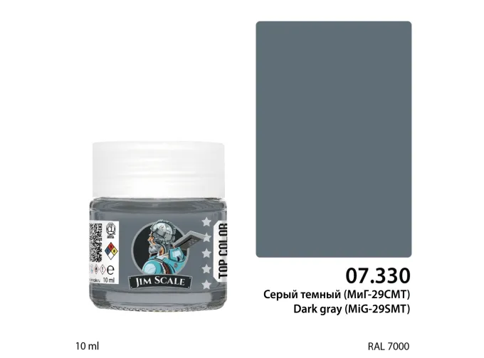 Краска спиртовая Jim Scale: Серый темный (МиГ-29СМТ), 10мл