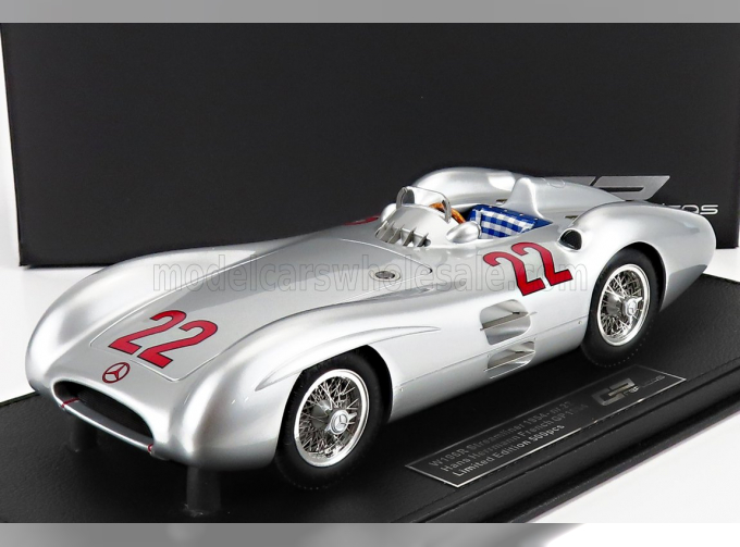 MERCEDES BENZ F1 W196r Streamliners N 22 Gp France 1954 H.herrmann - Con Vetrina - With Showcase, Silver