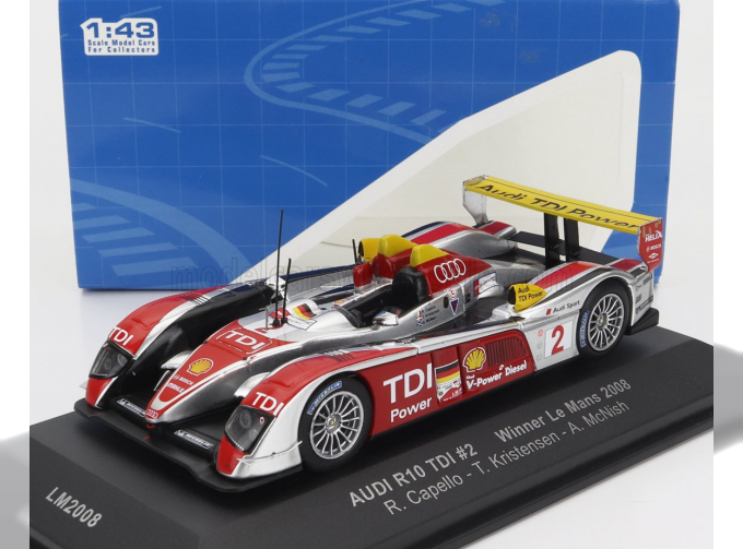 AUDI R10 Tdi 5.5l Turbo V12 Team Audi Sport North America №2 Winner 24h Le Mans (2008) R.Capello - T.Kristensen - A.McNish, Silver Red Yellow