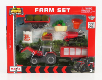 MASSEY FERGUSON Farm Set 8s.285 Tractor With Accessories (2018), Red Grey