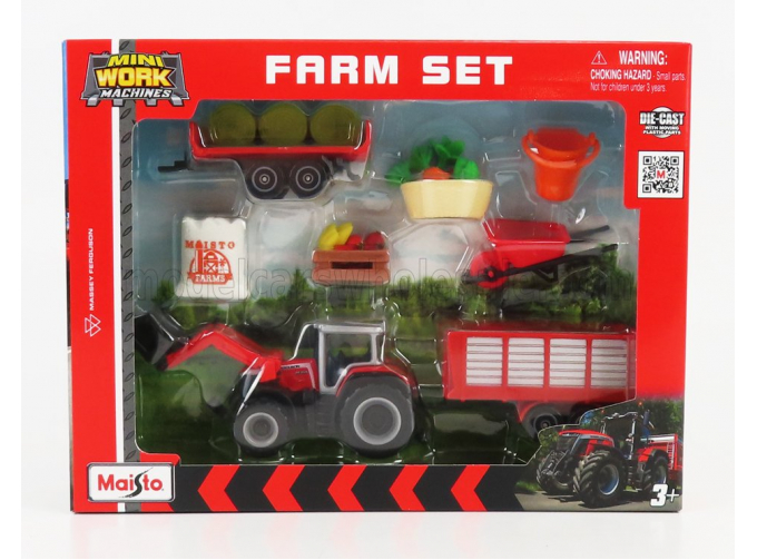 MASSEY FERGUSON Farm Set 8s.285 Tractor With Accessories (2018), Red Grey