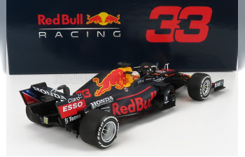 RED BULL F1 Rb16b Honda Ra620h Team Aston Martin №33 Winner Abu Dhabi Gp With Pit Board World Champion (2021) Max Verstappen, Matt Blue Yellow Red