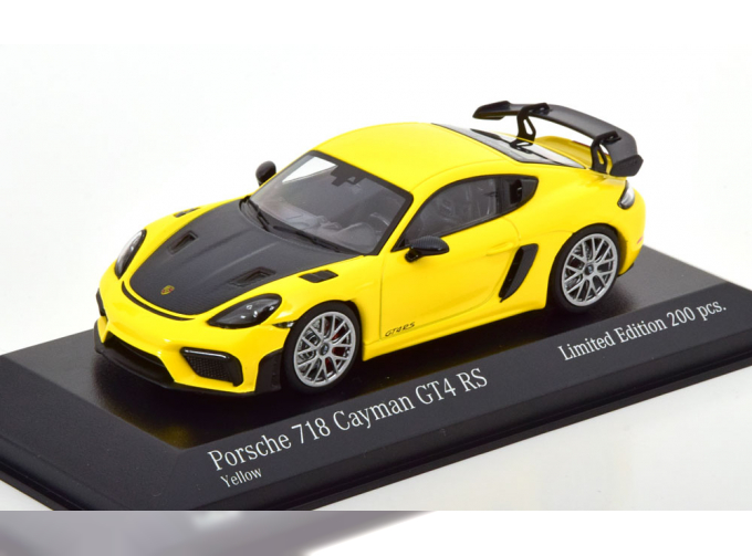 PORSCHE Cayman GT4 RS (982) with silver rims (2021), yellow black