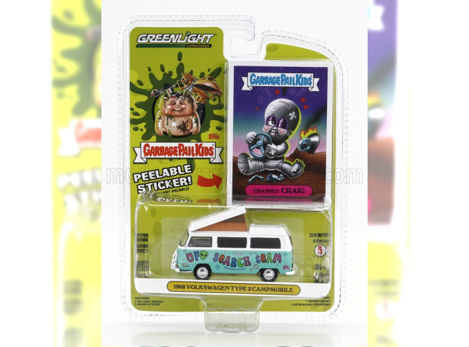 VOLKSWAGEN T1 Camper Ufo Search Team Garbage Pail Kids (1968), Green White