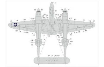 Декаль для P-38 Lightning, тех. надписи