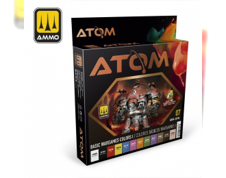 Набор акриловых красок ATOM Основные цвета военных игр I / ATOM Basic Wargames Colors I Set (12 цветов)