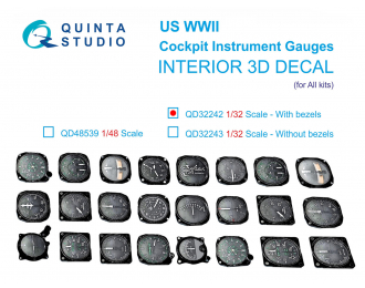 3D Декаль Авиационные приборы США, 1930-50гг (с корпусами) (для всех моделей)