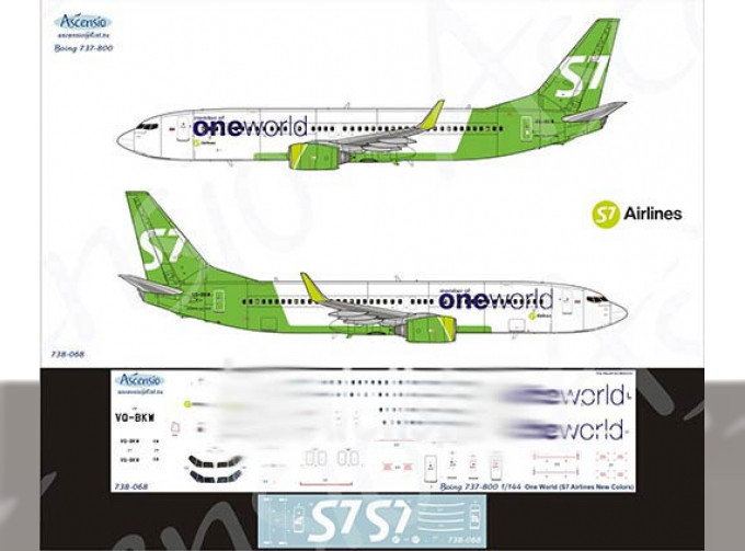 Декаль на самолет боенг 737-800 (One World (S7 Airlines new) )