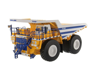 Карьерный самосвал БЕЛАЗ 75180, желтый / белый