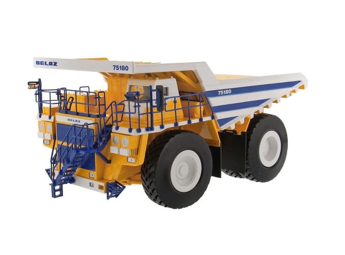 Карьерный самосвал БЕЛАЗ 75180, желтый / белый