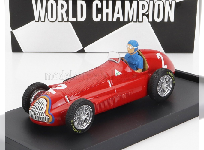 ALFA ROMEO F1 159 N 2 World Champion Belgium Gp Juan Manuel Fangio 1951 - With Driver Figure, Red