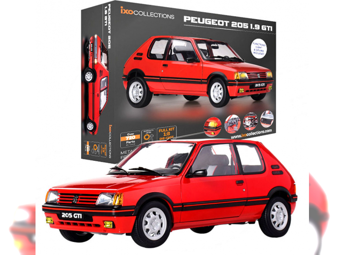 Сборная модель PEUGEOT 205 1.9 GTI KIT with 720 parts, mit Beleuchtung und Soundfunktion, red