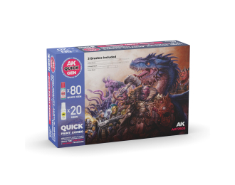 Набор акриловых красок QUICK GEN - 100 цветов / QUICK PAINT COMBO-100 COLORS (80 QUICK GEN + 20 3GEN + 3 кисти +1 медиум)