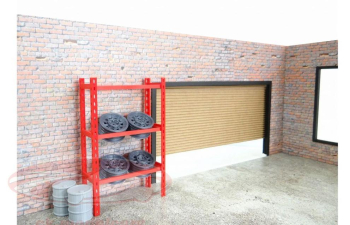 Бокс-диорама кирпичный гараж с обурудованием