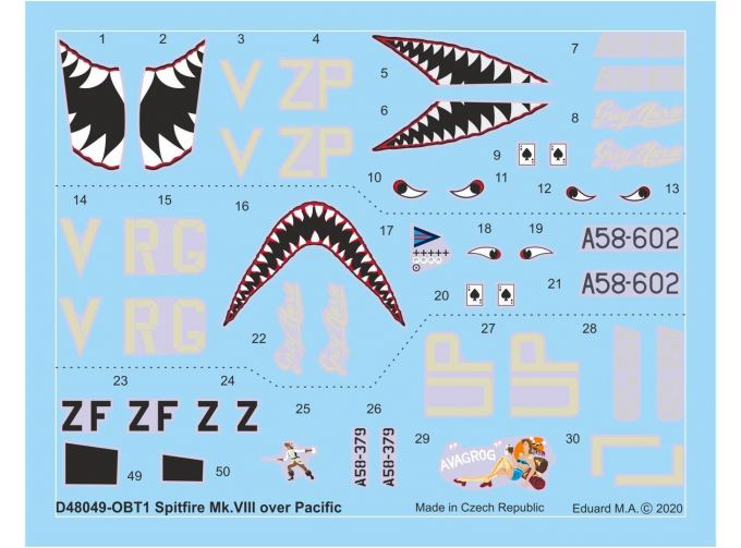Декаль для Spitfire Mk. VIII над Тихим Океаном