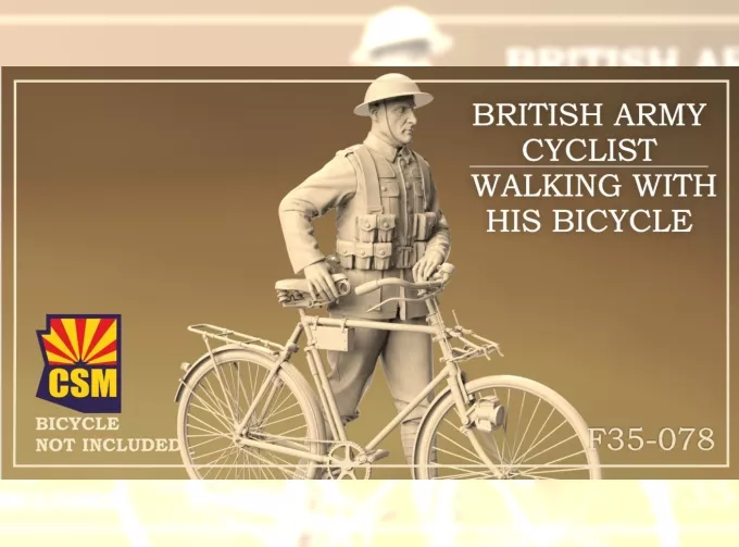 Сборная модель британский армейский велосипедист идет со своим велосипедом