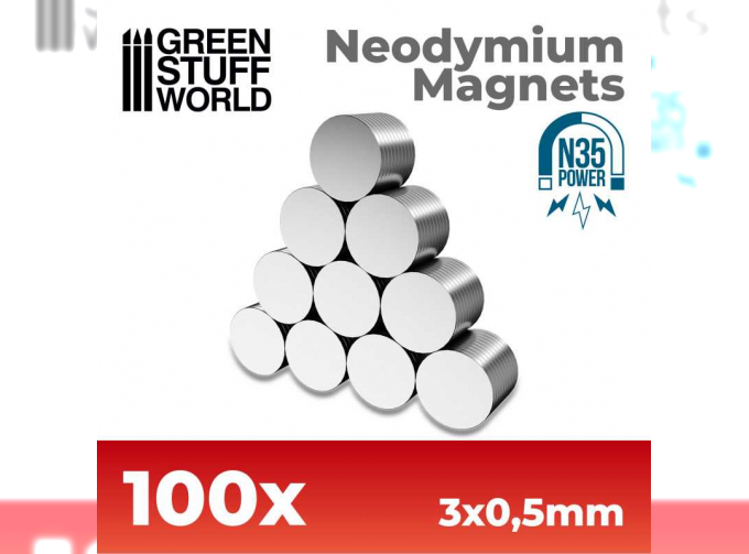 Неодимовые магниты 3 x 0,5 мм (100 шт.) (N35) / Neodymium Magnets 3x0'5mm - 100 units (N35)