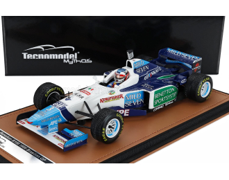 BENETTON F1 B196 Team Renault Mild Seven №3 Brazilian Gp Rain Tires (with Pilot Figure) (1996) Jean Alesi, White Light Blue Green