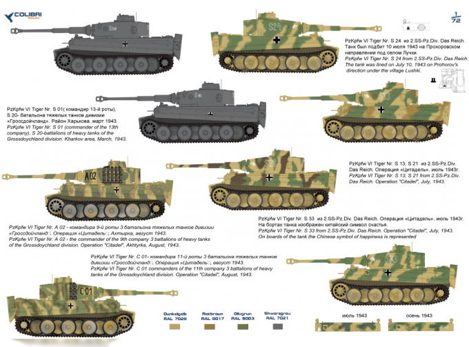 Декаль Pz VI Tiger I - Part IV SS-Pz.Div- Das Reich, PzReg. Grossdoychland