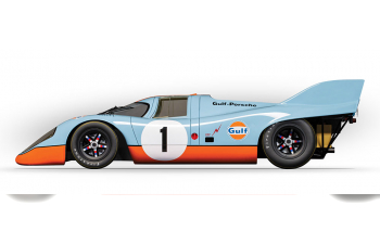 Сборная модель PORSCHE - 917K N 1 RACING GULF EDITION 1971 - LIGHT BLUE ORANGE