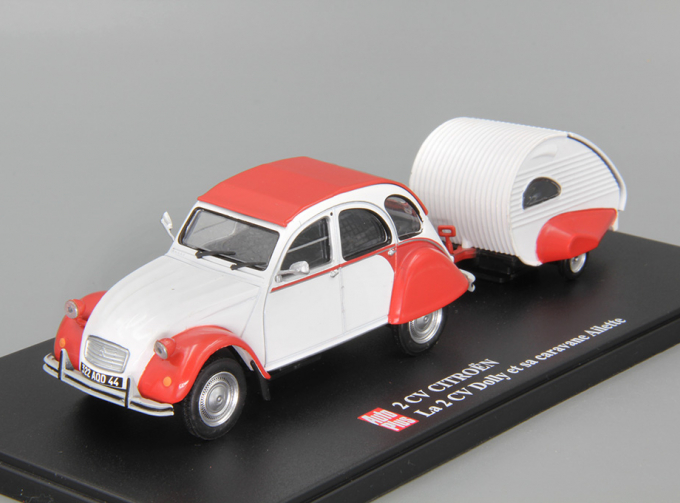 CITROEN 2CV Dolly et sa caravane Ailette, white / red