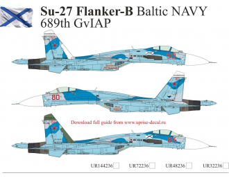 Декаль для Суххой-27 Flanker-B Baltic NAVY 689th GvIAP, без тех. надписей