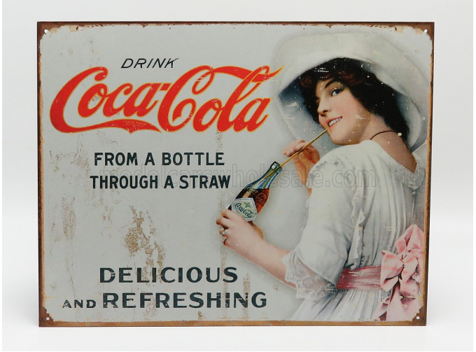 ACCESSORIES Metal Plate - Coca-cola Through A Straw, White Red