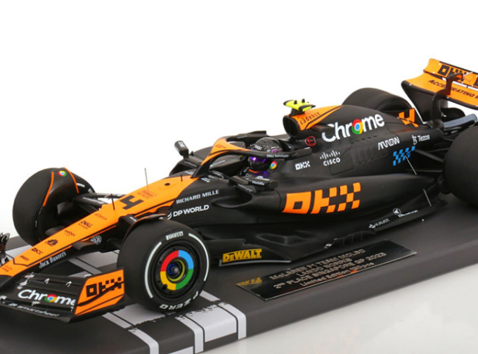 McLAREN F1 Mcl60 Team Mclaren №4 2nd Singapore Gp (2023) Lando Norris, Orange Blue Black