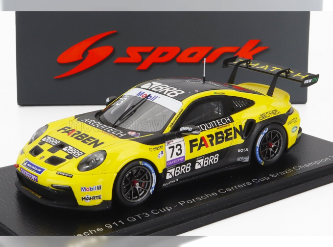 PORSCHE 911 991-2 Gt3 Team Farben №73 Champion Brazilian Porsche Carrera Cup Season (2022) E.Elias, Yellow Black