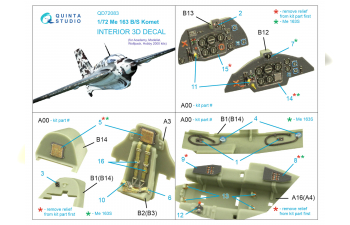 3D Декаль интерьера кабины Me 163 (Academy)