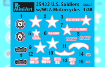 Сборная модель фигурки Солдаты Сша на мотоциклах Wla / Usa Soldiers With Wla Motorcycles 1945