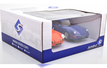 PORSCHE 911 RSR and 964 RS set with 2 modelcars orange / black and blue