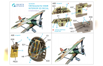 3D Декаль интерьера кабины Henschel Hs 123A/B (GasPatch models)