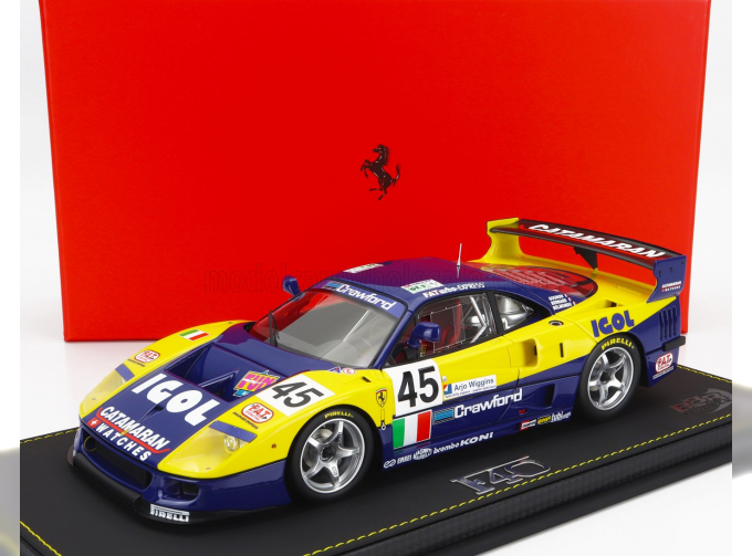 FERRARI F40 Gte 3.5l Turbo V8 Team Ennea Srl Igol N45 24h Le Mans (1996) J.M.Gounon - E.Bernard - P.Belmondo, Yellow Blue