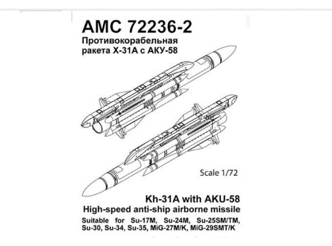 Набор для доработки Советская / российская противокорабельная ракета Х-31А с пилоном АКУ-58
