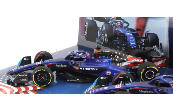 WILLIAMS Set 2x F1 Fw45 Team Williams Racing Gulf №23 Las Vegas Usa Gp (2023) + №23 Austin Usa Gp 2023 Alexander Albon, Blue Black